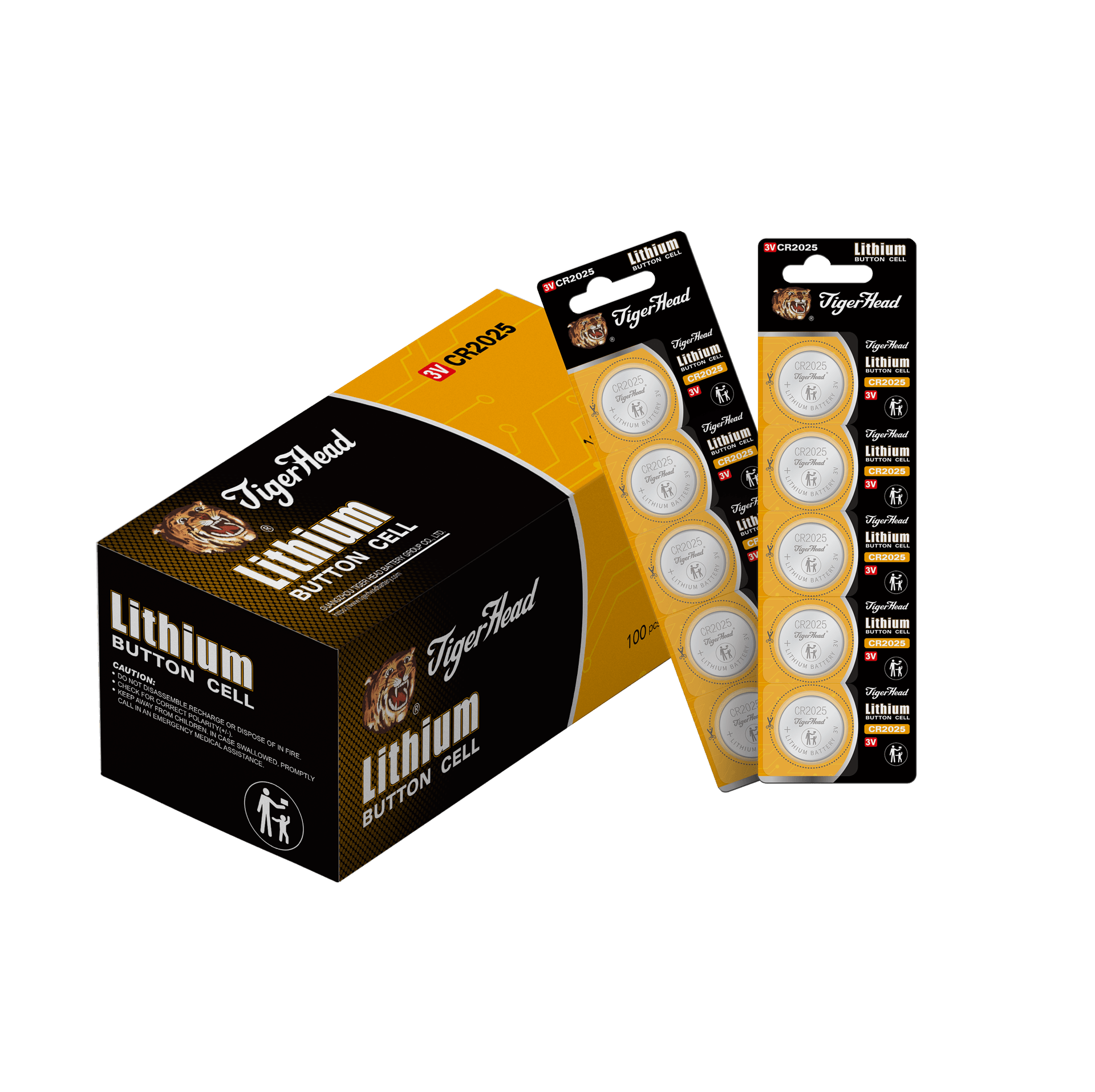 Bateria de lítio tipo botão 3V com formato de cabeça de tigre Cr2016/Cr2032/Cr2025