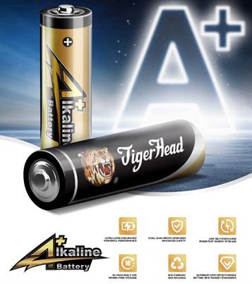 pilhas alcalinas em cabe&ccedil;a de tigre